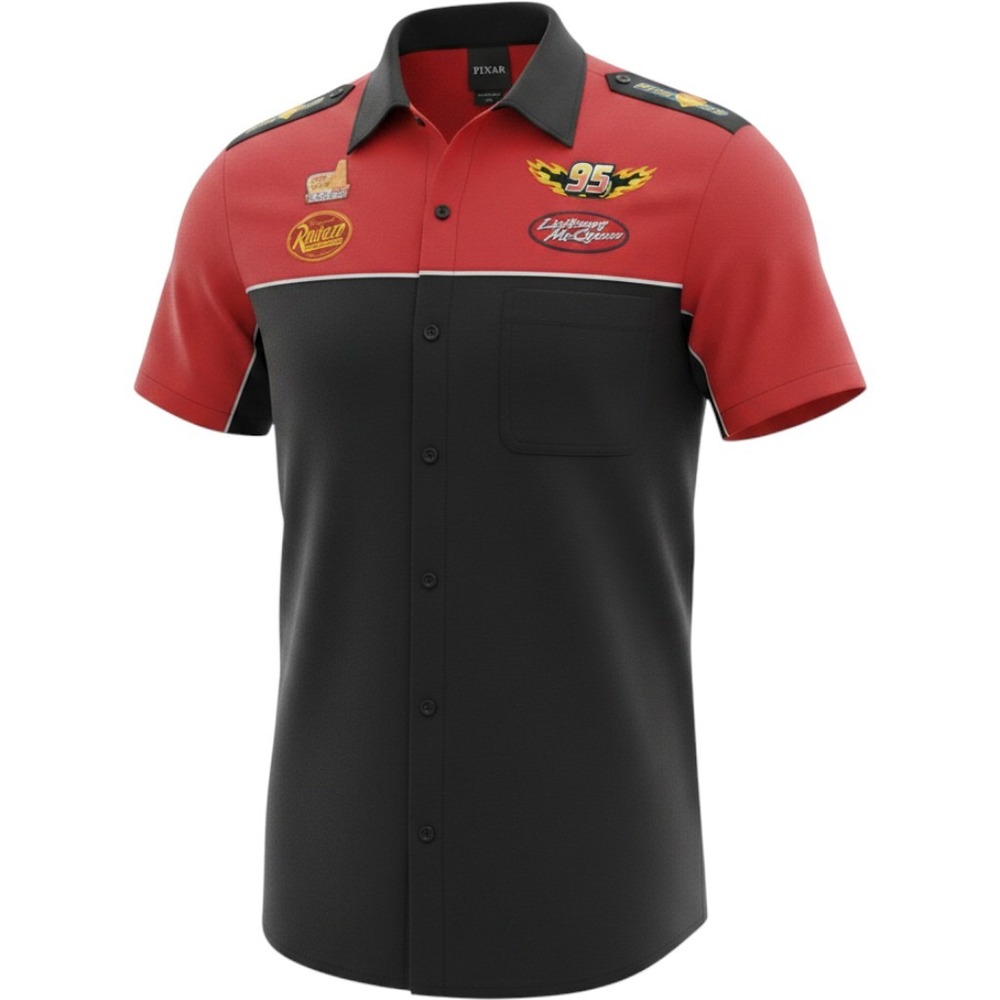 Disney Pixar Cars Shirt Mens Medium Lightning McQueen Pit Crew Mechanic